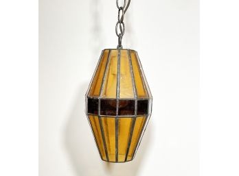 A Mid Century Modern Stained Glass Pendant Light