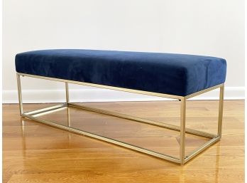 A Modern Brass And Upholstered Bench By West Elm