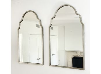 A Pair Of Brushed Steel Framed Mirrors By Anthropologie