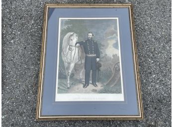 An Antique Hand Colored Lithograph Of General Grant