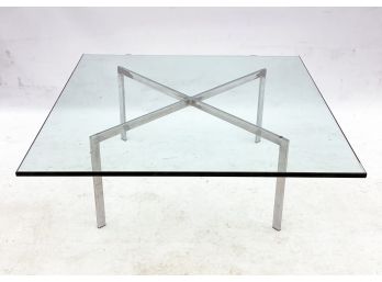 A Modern Glass And Chrome Coffee Table