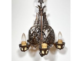 A Vintage Bronze Art Deco Chandelier