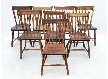 A Set Of 8 Early American Spindle Back Chairs