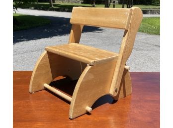 A Modern Oak Child's Seat Or Step Stool