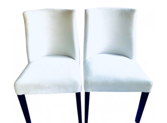 Restoration Hardware Set Of 4 White Linen Barrel Back Chairs (LOC: S1)