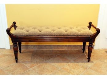 A Hardwood Bench In Tufted Velvet By Theodore Alexander