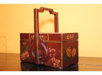 An Antique Hand Painted Chinoiserie Notions Box