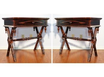 A Pair Of Bamboo Form Nightstands By ABC Carpet & Home