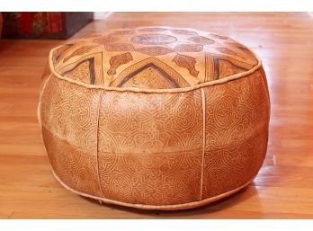 A Vintage Moroccan Leather Pouf