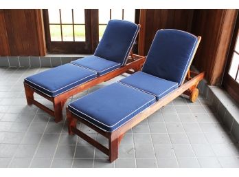 A Pair Of Indoor/Outdoor Teak Loungers By Smith & Hawken