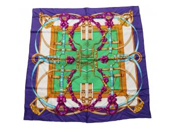 Authentic HERMES Paris Grand Manage Silk Scarf