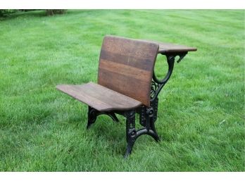 Vintage Wood And Iron School Desk