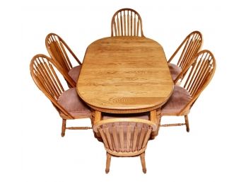 RICHARDSON BROTHERS COMPANY Hand Carved 3 Draw Leaf Dining Table With Chairs