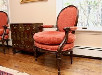 Antique Original Arm Chair In Chenille Fabric 1 Of 2