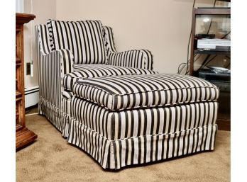 Custom Upholstered Skirted Arm Chair With Matching Ottoman