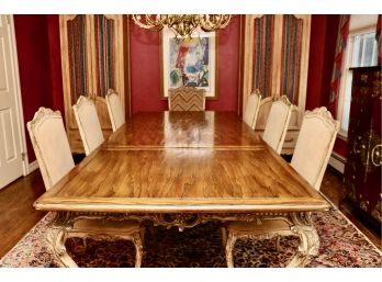 Elaborate Full Length Draw Leaf Formal Dining Table Seats 12