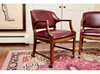 NORTH HICKORY Low Back Leather Desk Chair On Casters 1 Of 2