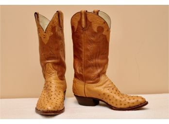 Mens Genuine Ostrich Cowboy Boots With Biltrite Soles