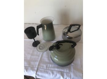 Avocado & Stainless Coffee & 2 Tea Pots