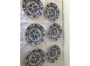 6 Blue & White Meissen Plates