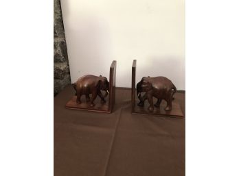 Wooden Elephant Bookends