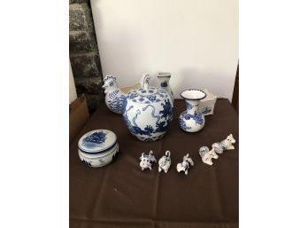 11 Piece Blue & White Ceramic Lot