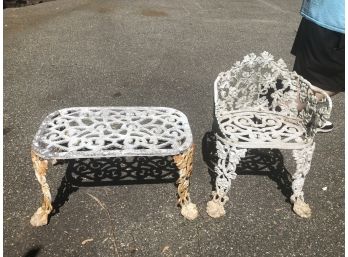 Wrought Iron Side Table & Chair