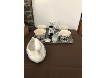 9 Piece Delft & Portugal Blue & White Lot