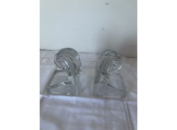 Clear Crystal Bookends