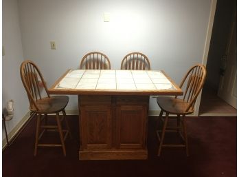 Tile Top Table And 4 Swivel Stools