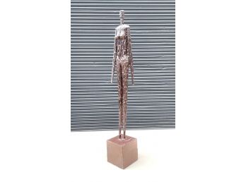 Vintage Abstract Giacometti Style Metal Brutalist Sculpture Of Woman (2 Feet Tall!)