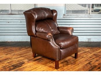 Bradington Young For L & J.G. Stickley, Inc. Leather Chippendale Reclining Wingchair
