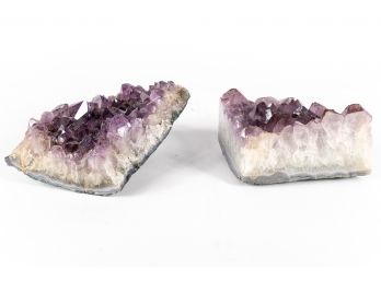 Two Large Cut Rocks With Amethyst