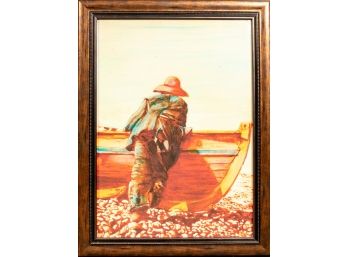 Canvas Print Of Boy And Rowboat