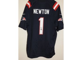 Signed New England Patriots Cam Newton Football Jersey