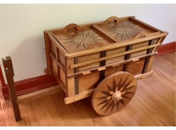 Unusual Inlaid Wood  Bar Cart