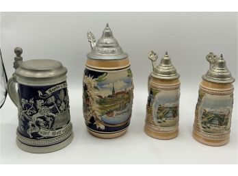 4 Vintage Steins