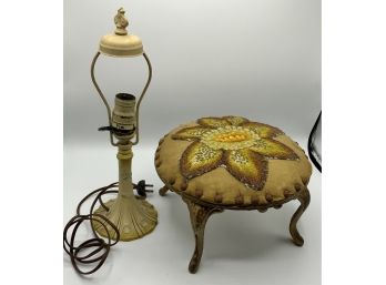 Antique Stool & Lamp