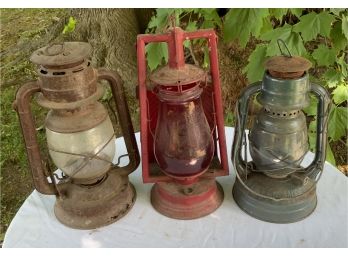 3 Antique Lanterns ~ Red Rayo, Dietz Little Wizard & More ~