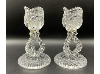 Gorgeous Crystal Candle Holders W/Swans