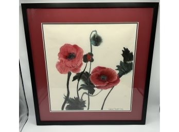 Vintage Frances Thompson 1986 Watercolor ~ Poppies 1 ~