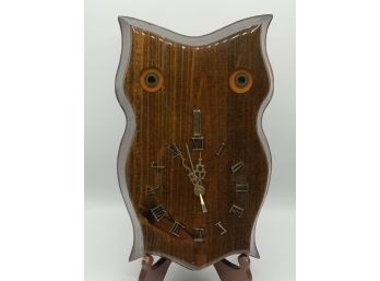 Vintage Wood Slab Owl Wall Clock