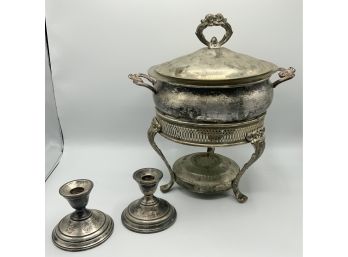 Berkeley Sterling Weighted Candle Holders & Silver Plate