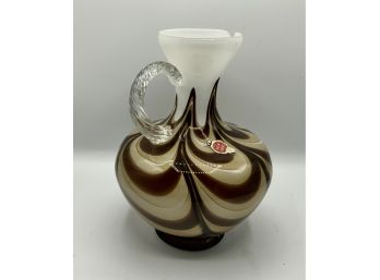 Gorgeous Vintage Opaline  Glass Swirl Pitcher By V. B. Vetreria Borgonovo - 1960's