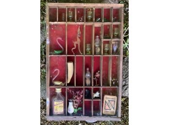 Antique Shadow Box Full Of Tiny Treasures