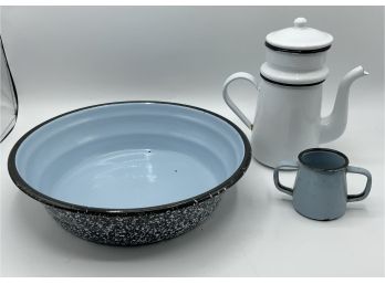 3 Pc. Vintage Enamelware