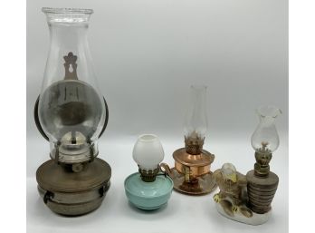 Wall Hanging Oil Lamp And 3 Miniatures