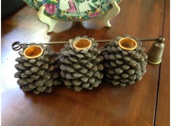 Pine Cone Candle Holders And Snuffer