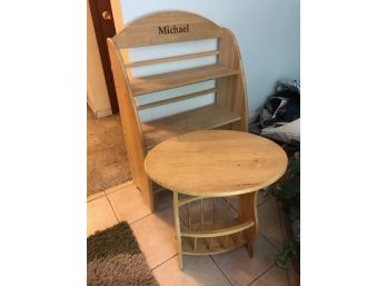 Small Pine Side Table And Shelf