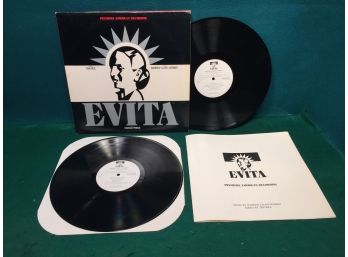 Evita. Premiere Amercan Recording Andrew Lloyd Webber On 1979 MCA Records Double Vinyl Is Very Good Plus Plus.